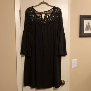 Rebellion black tunic with bell sleeve and lace shoulders